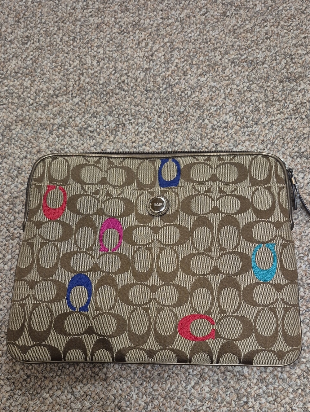 Coach Signature Multi Purpose Bag For Tablets Small Laptop Makeup Travel *NEW*